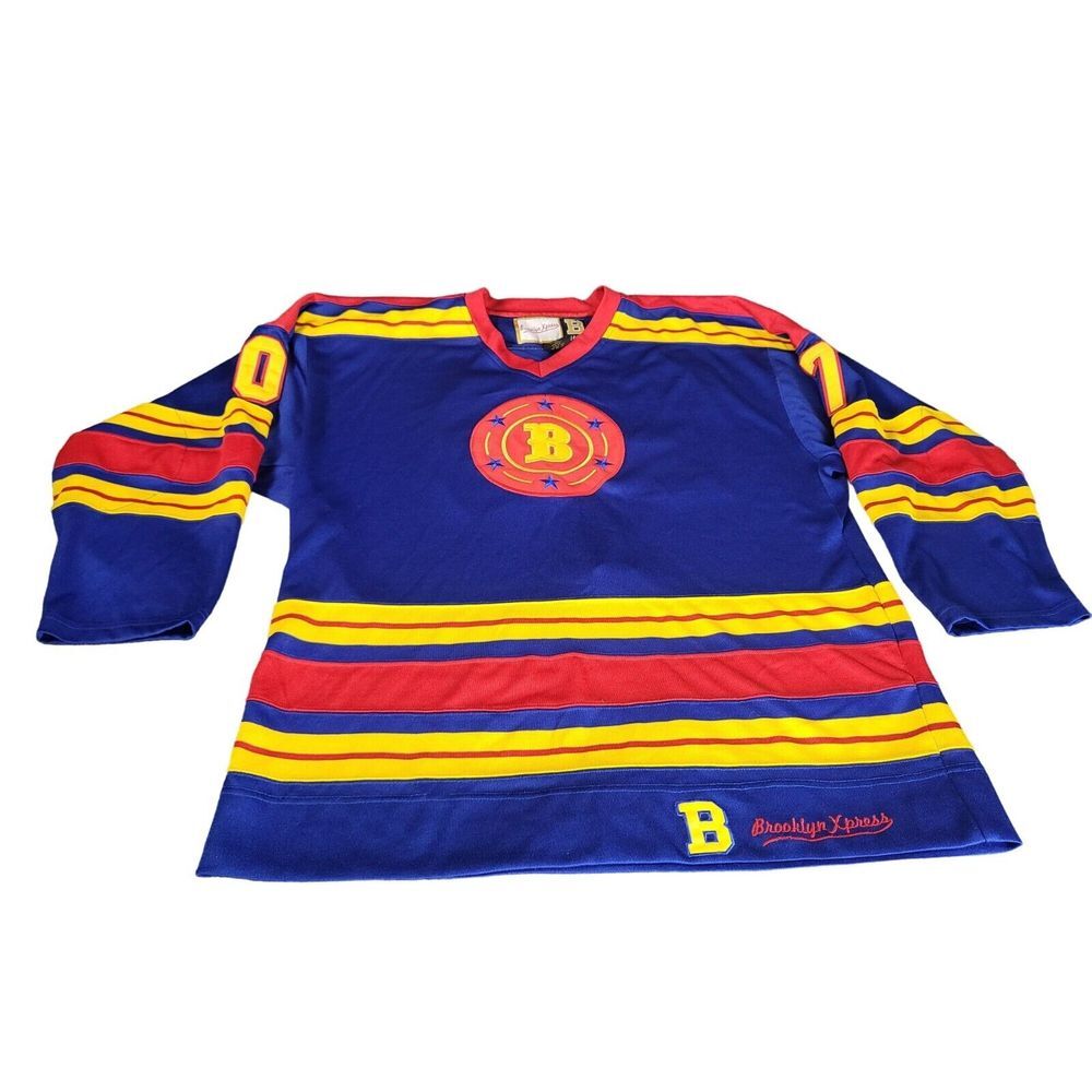 Brooklyn Xpress B Hockey Jersey Men Sz‎ XL 70 Striped Multi Casual Sportswear